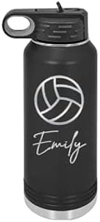 Engraved Water Bottle, Personalized Volleyball Water Bottle, 32oz Etched Water Bottle, Lot's of colors image