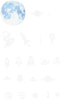 Abaodam 4 Sets Fluorescent Stickers Glow in The Dark Stars Outer Stickers Glowing Space Buddy Meteor Wall Sticker Decal Room Stuff Adhesive Applique Luminous PVC image