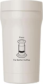 AeroPress Travel Coffee Tumbler, Stainless Steel Coffee Tumbler with Double-Wall Insulation, Splash-Resistant Lid, Built-In Filter Storage, Cup Holder Friendly for Hot or Cold Drinks, 16 oz, Cream