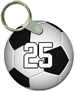 Key Chain Sports Soccer Ball Customizable 2 Inch Metal and Fully Assembled Ring With Any Team Jersey Player Number 25 image