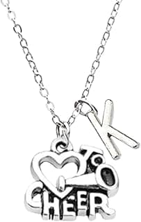 Personalized Cheerleading Necklace with Initial Charm, Girls Cheerleading Jewelry, Gift For Cheerleaders, Cheer Teams image