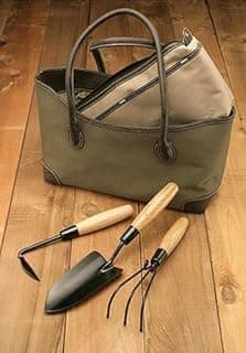 Gardener's Tools and Tote Bag - Includes 3 Black Steel Tools image