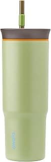 Stainless Steel Triple Layer Insulated Travel Tumbler with Spill Resistant Lid and Straw, BPA Free, 24 oz, Brown/Green (Brave Adventures) image