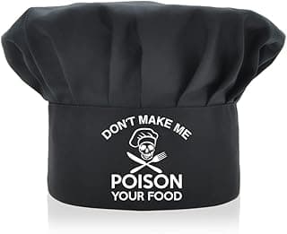 Funny Chef Wear, Funny Chef Hat, Don't Make Me Poison Your Food, Adjustable Kitchen Cooking Hat for Men & Women Black, Mother's Day/Father's Day/Birthday Gift for Him, Her, Mom, Dad, Friend