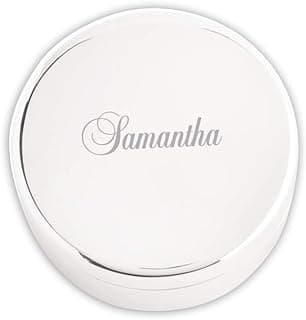 Cherished Moments Personalized Small Round Jewelry Keepsake Box for Friend, Co-worker, Wife, or Daughter with Custom Engraved Name or Initials, Silver Toned image