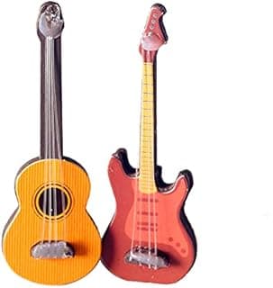 NWFashion 2PCS Musical Instruments Guitar/Beth Dollhouse Miniature Accessories Toy Set image