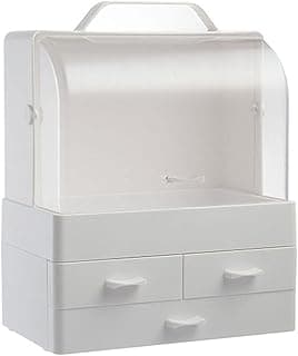 Makeup Organizer Cosmetic Storage Boxes Portable Display Case with 3 Drawers Skin Care Organizers for Bedroom Vanity Desk Bathroom Countertop (Color :) (White) image