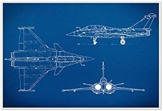 Fighter Jet Gearhead Blueprint Art (24x16 Poster), 24" x 16" image