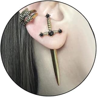 Gothic Sword Earrings Rhinestone Dagger Earrings Black Retro Sword Screw Earrings Cubic Zirconia Punk Sword Earrings Front Back Stud Earrings for Women