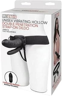 ASK GRANDPA GOURMET COFFEES Lux Fetish - Vibrating Hollow Double Penetration Strap On Dildo, One-Size image