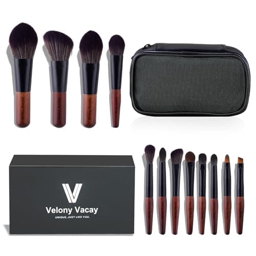 Makeup Brushes Set, 12 Pcs Mini Travel Makeup Brush Set with Case, Travel Brush Set for Loose powder, Contour, Blush, Concealer, Eye Shadow, Eye Corner, Brow Brushes Tool Kit image