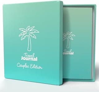 Adventure Travel Journal - Vacation Planner for Couples - Packing List, Trip Diary - Hardcover, Ringbound, 160 Pages, 30 Trips, Photo Corner Stickers, Gift Box - Travel Gifts (Turquoise, 21x15cm) image