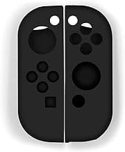 Switch Joy-Con Controller Skin, Anti-Slip Silicone Grips Covers Soft Ultra-Thin Protective Cover Case for Switch Controller (Black) with 2 Cute Thumb Grip Caps image