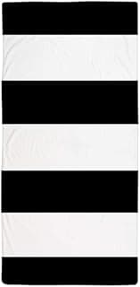CafePress Modern Black White Stripes Large Beach Towel, Soft Towel with Unique Design image
