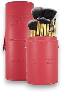 Premium 12 Piece Makeup Brush Set - Black Brush Set with Red Designer Case image