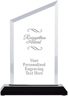 Crown Awards Personalized Acrylic Trophy, 6" Engraved Incline Slant Acrylic Award Prime