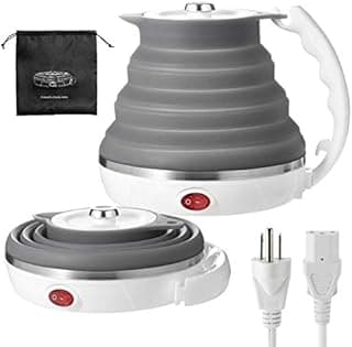 110V 555ML Ultrathin Travel Foldable Electric Kettle with Separable Power Cord and Handle, Boil Dry Protection, Food Grade Silicone image