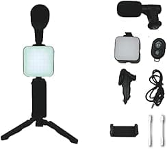 Vlogging Kit for iOS and Android - Complete Content Creator Kit with Tripod, Microphone, LED Light & Smartphone Holder, Ideal for Social Media - Content Creator Essentials for Vlogging image