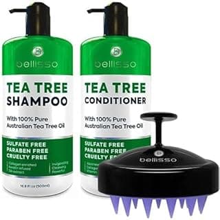 BELLISSO Scalp Massager - Wet Shampoo Brush and Tea Tree Oil Shampoo and Conditioner Set image