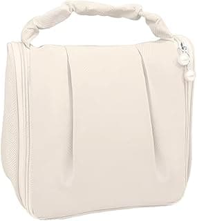 Travel Toiletry Bag with Hanging Hook, Lightweight and Portable Cosmetic Bag for Women, Large Capacity Makeup Bag for travelling Beige image