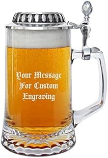 Custom Engraved Glass Beer Stein Personalized with Your Text | German Beer Stein Custom Engraved with Your Text