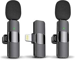 JOUNIVO 2 Pack Wireless Lavalier Microphone for iPhone, Mini Mic with Noise Cancellation for Interview Video Podcast Vlog YouTube image