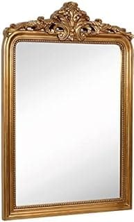 Hamilton Hills 20x30 inch Vintage Gold Mirror | French Baroque & Antique Arched Mirror for Wall Decor | Gold Bathroom Mirror | Ornate Entryway Mirrors for Wall | Decorative Fancy Vanity to Hang image