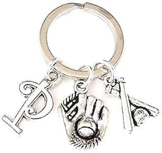 Personalized Softball or Baseball Keyring with Initial, Gift Keychain for Player image