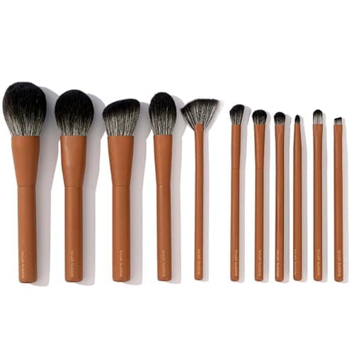 Makeup Brush Set- brush bubble full set makeup brushes for liquid foundation, powders, creams and shadows. 11 Piece Vegan, Silver-infused, soft luxury image