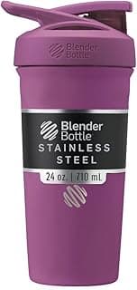 BlenderBottle Sport Insulated Stainless Steel Shaker Bottle with Wire Whisk, 24-Ounce, Plum – Protein Shakes & Hydration for Athletes & Fitness Enthusiasts, Easy Mixing, Keeps Drinks Cold, Lockable Lid