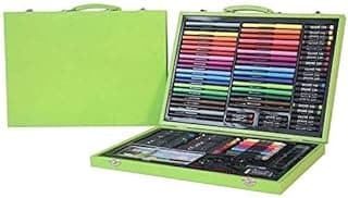 Deluxe 122 Piece Art Set in Portable Wooden Case - Pencils, Pastels, Painting & Drawing Set for Kids, Teens & Adults - The Ideal Gift for Children, Green image
