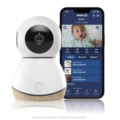 Safety 1ˢᵗ 360° Smart Baby Monitor: 1080p HD, PTZ, Day/Night Vision, Cry Detection, Two-Way Talk, Lullabies, Google Home & Amazon Alexa, Multi-Monitor, Secure Cloud/SD, iOS & Android, Echo