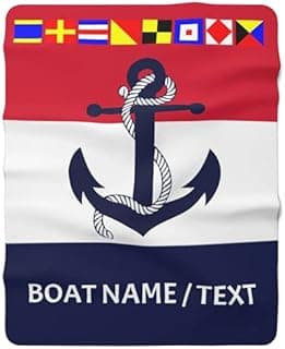 Personalized Boat Blanket, Custom Boat Sherpa Fleece Blanket, Sailing Gift, Yacht Throw Blanket, Nautical Gift, Custom Coastal Decor (50" × 60")