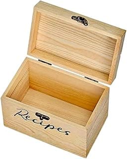 Personalized Wooden Recipe Box with Cards and Dividers - Vintage Farmhouse Style Recipe Organizer, Recipe Cards and Box Set, Wooden Recipe Card Box 4x6 (Brown) image