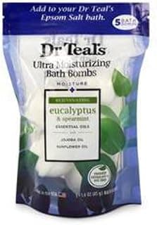 Dr Teal's Ultra Moisturizing Bath Bombs Moisture + Rejuvenating Eucalyptus & Spearmint Essential Oils 5ct - 1.6oz Pack of 5 image