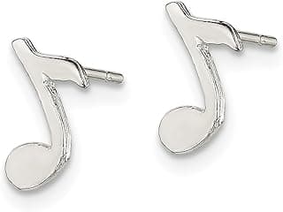 925 Sterling Silver Music Note Small Earrings image