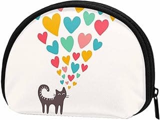 IBILIU Small Coin Purse Heart And Cat Cute Colorful Mini Wallet Coin Pouch Change Purse For Women Men image