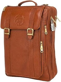 Full Grain Leather Backpack For Men & Women 16 Inch Laptop Backpack Bag Travel Office Backpack Bags (Tan) image
