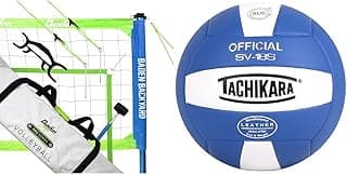 Baden Pro Volleyball Set,Green/Blue & Tachikara Institutional Quality Composite Volleyball, Royal-White image