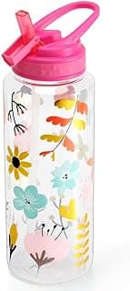 Cute Water Bottle with Straw for Girls Women, BPA FREE Tritan &Leak Proof & Carry Handle & Pretty Design, 32oz/950ml (Flower) image