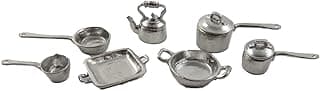 Melody Jane Dolls Houses Dollhouse Pewter Cookware Kitchen Accessory Set 1:24 Half Scale Miniature image