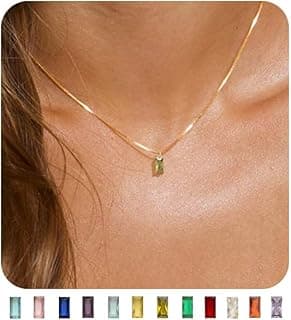 Diamond Necklaces for Women 14K Gold Plated Emerald Birthstone Necklace for Women Mothers Dainty Gold Necklace Blue Green Cubic Zirconia Pendant Necklace Birthday Gifts for Women Jewelry
