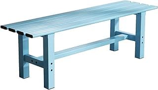 TECSPACE 47 Inches Aluminum Outdoor Weatherproof Bench Backless, 330 LBS Bearing Capacity Garden Porch Bench, Lake Blue image
