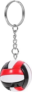 YARNOW Volleyball Keychain Mini Volleyball Key Chain for Purses Backpacks Gym Bags Car Key (Black and Pink) image