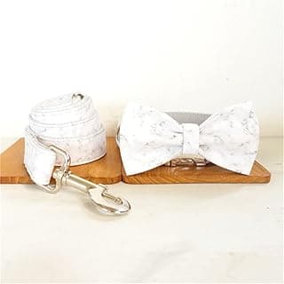 Designer Pattern Dog Collars for Small Big Dogs Custom ID Dog Collar Leash Set Metal Buckle Bow Tie Pet Collar Symphony (C X) image