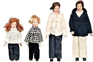 Aztec Imports, Inc. Dollhouse Miniature Doll Family, Modern Outfits, Set of 4 #G7672