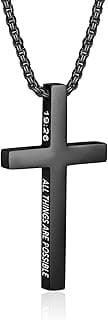 ZRAY Cross Necklace for Men Inspirational Bible Verse Cross Pendant Stainless Steel Cross Chain 22+2inch Christian Jewelry Meaningful Religious Gift for Boys image