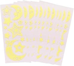 Pack of 12 Glow in The Dark Stickers: Moon & Stars - Assorted Sizes, 120 Total - Self-Adhesive for Wall Decals for Kids’ Rooms, Nursery Decor, and Party Decorations