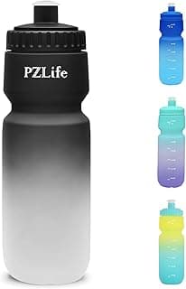 Squeeze Water Bottle, 24 oz Bike Water Bottles - Easy Squeeze, w/Pull Top Lid,BPA Free Leak Proof Bicycle Sport Water Bottle with Capacity Scale, for Cycling, Gym,Football