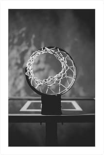 Basketball Hoop Poster, Sports Wall Art, Black and White Print 16 x 20 image